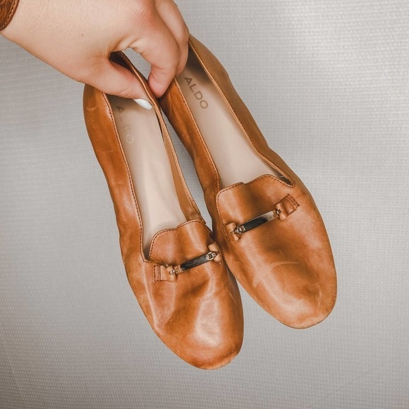 ALDO | Brown‎ Leather Slip On loaded shoes 7.5 - Picture 1 of 6